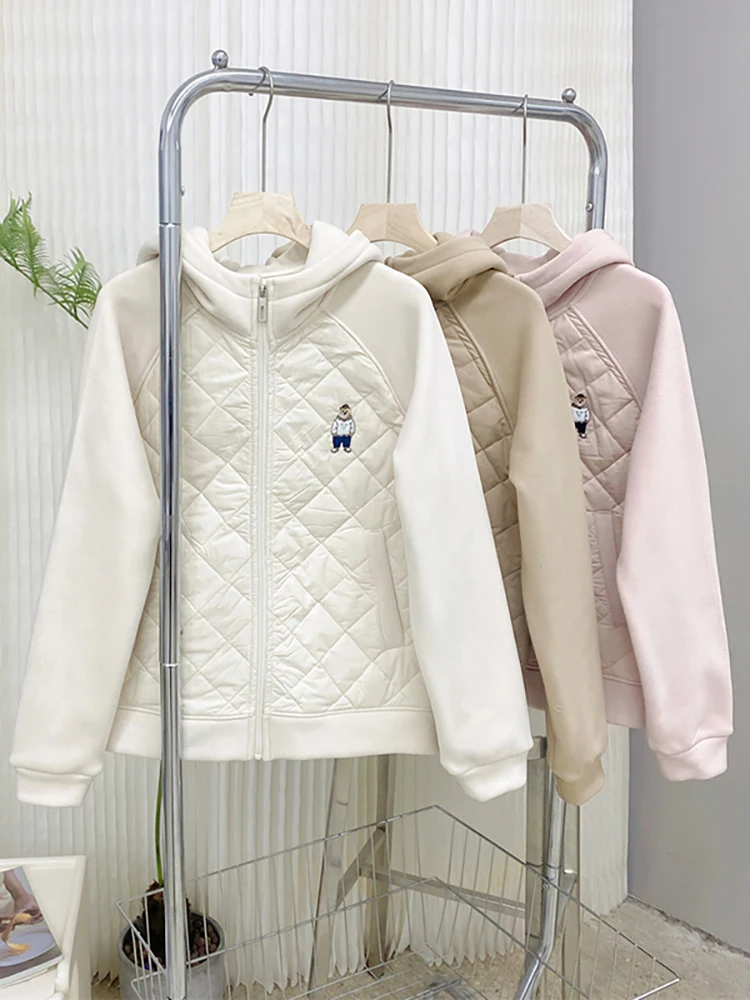 

Модный утепленный вязаный кардиган с капюшоном, женское зимнее пальто с вышивкой, на молнии, с длинными рукавами, повседневное, удобное, хлопковое