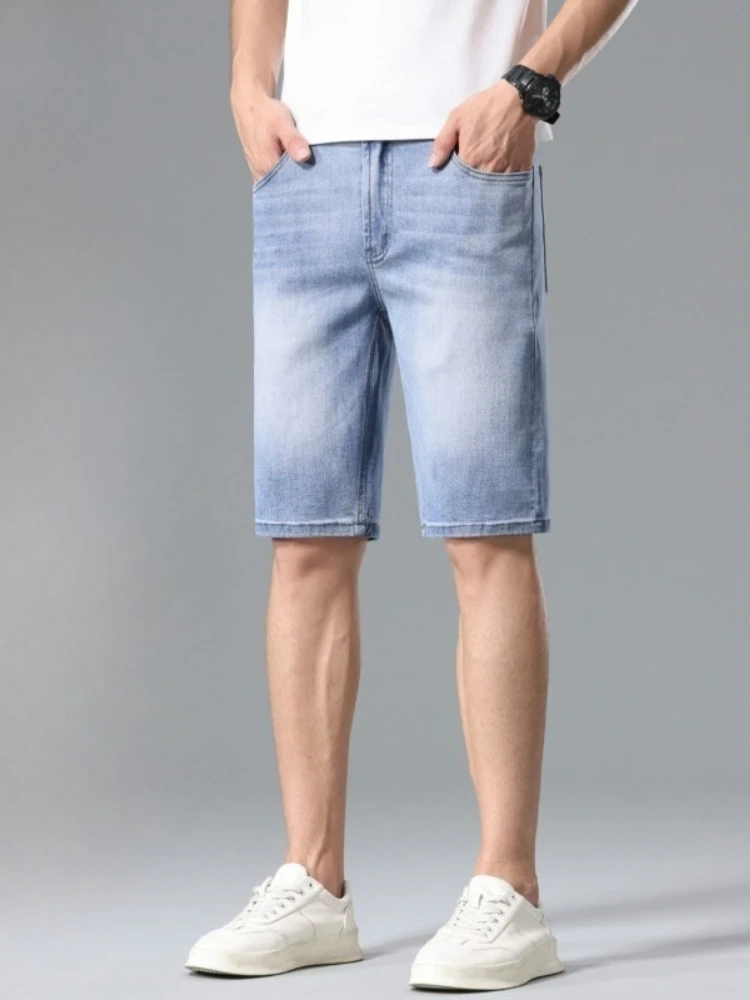 

Men's Summer Denim Shorts Loose Fit Washed Straight Leg Mid-Length 2026 Fashion Lightweight Breathable for Casual Outdoor Wear