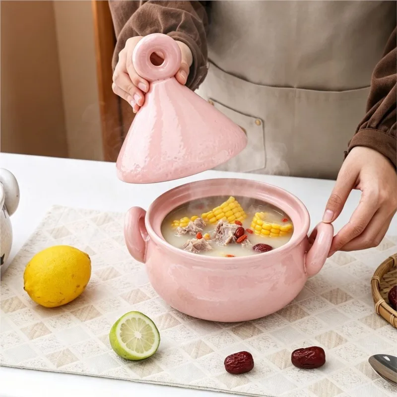 Creative Design Clay Pot Home Soup Making High Temperature Resistance Dry Burning No Cracking Ceramic Taji Pot Soup Pot ZJ312