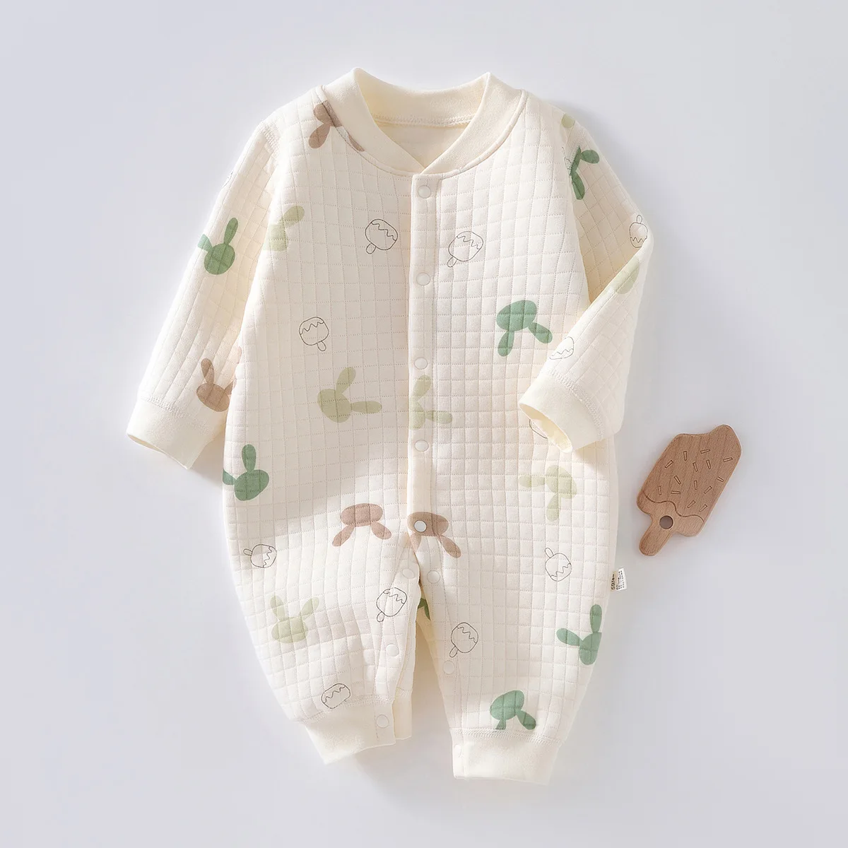 Somenie 3-Layer Thermal Baby Romper Pure Cotton Seamless Boneless Autumn Winter Base Outfit Unisex Newborn Onesie