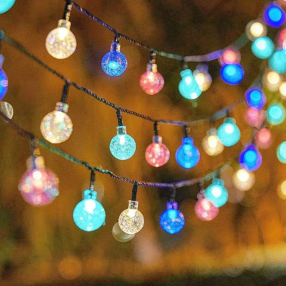 Waterproof Solar Bubble Globe String Lights Outdoor Garden Decor Lamp For Patio Pathway Yard Holiday Festive Atmosphere Lighting