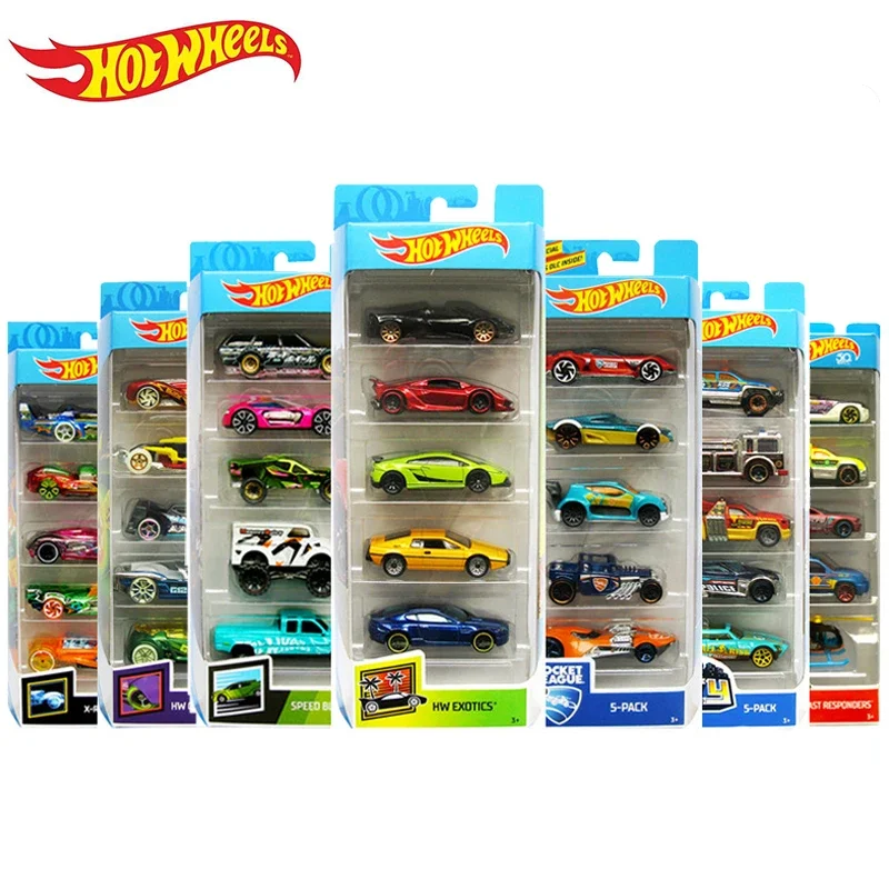 Ruote calde originali Diecast 5 pezzi Set di piste per auto sportive 1:64 giocattolo per auto in metallo Mini Hotwheels ragazzo giocattoli per