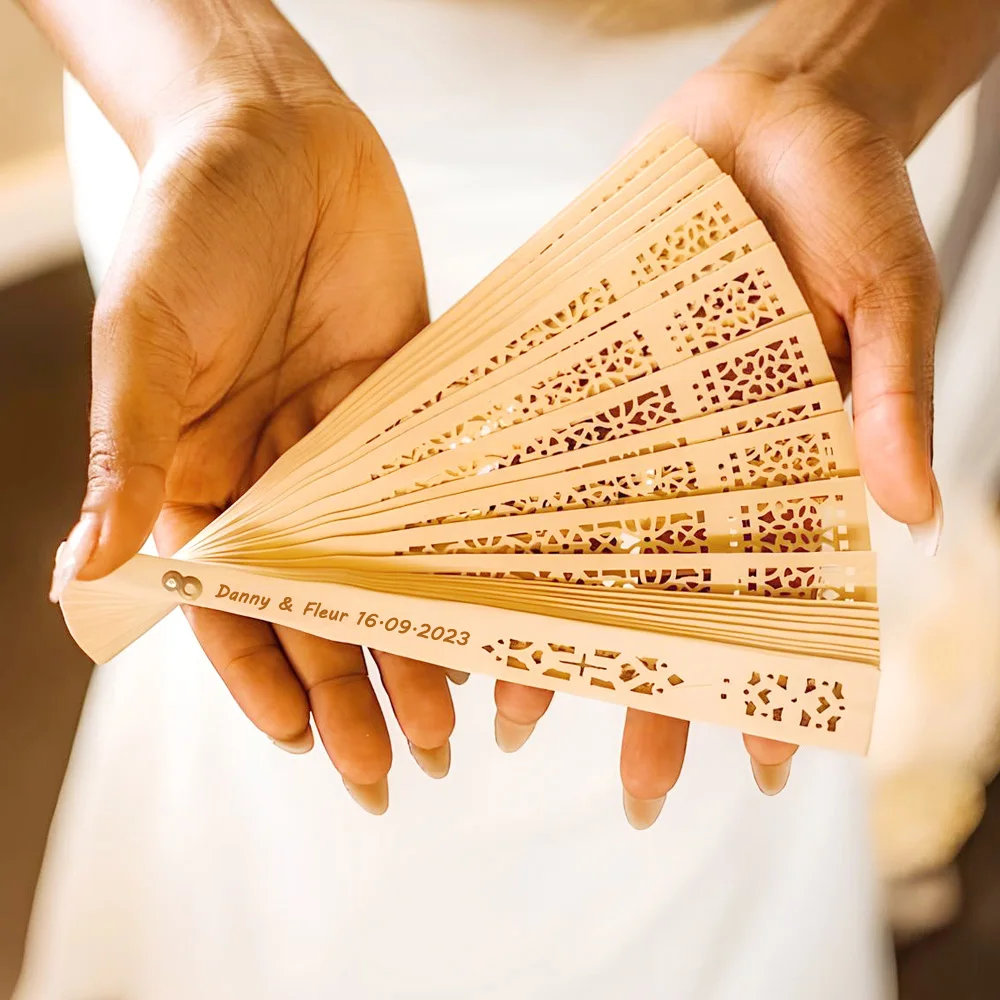 

Custom Wooden Wedding Fans, Personalized Wedding Fans for Wedding Guests, Laser Engraved Fan, Sandalwood Wedding Fans