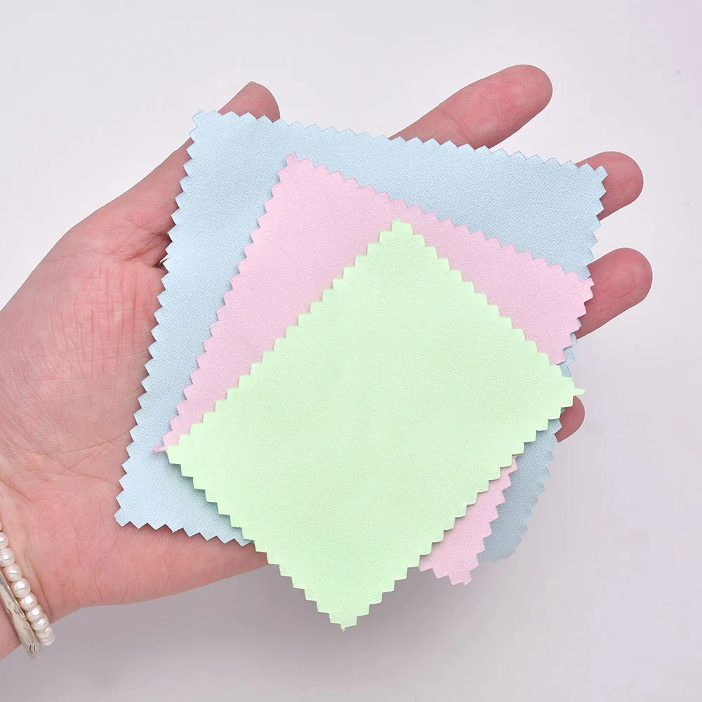 60mm 80mm 100mm Jewelry Polishing Cloth Double-Sided Cleaning Cloth for Gold Silver Jewelry Tools 10-30Pcs