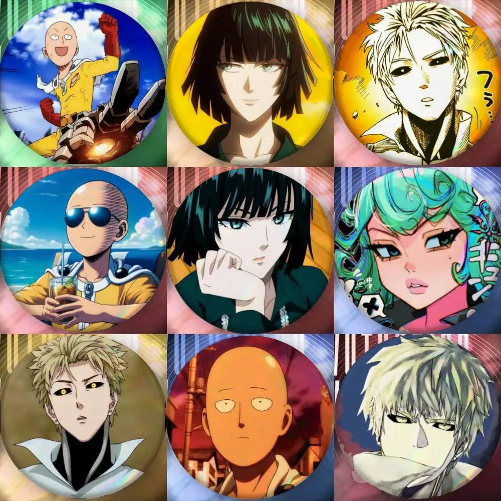 Anime One-Punch Man    Badge Tinplate Meme Round Brooch for Hat Bag Creative Lapel Jewelry Accessories Gifts