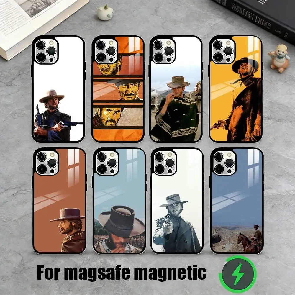

C-Clint Eastwood Graphic Phone Case For iPhone17,16,15,14,13,12,11 Plus,Pro Magnetic For Magsafe Wireless Charging