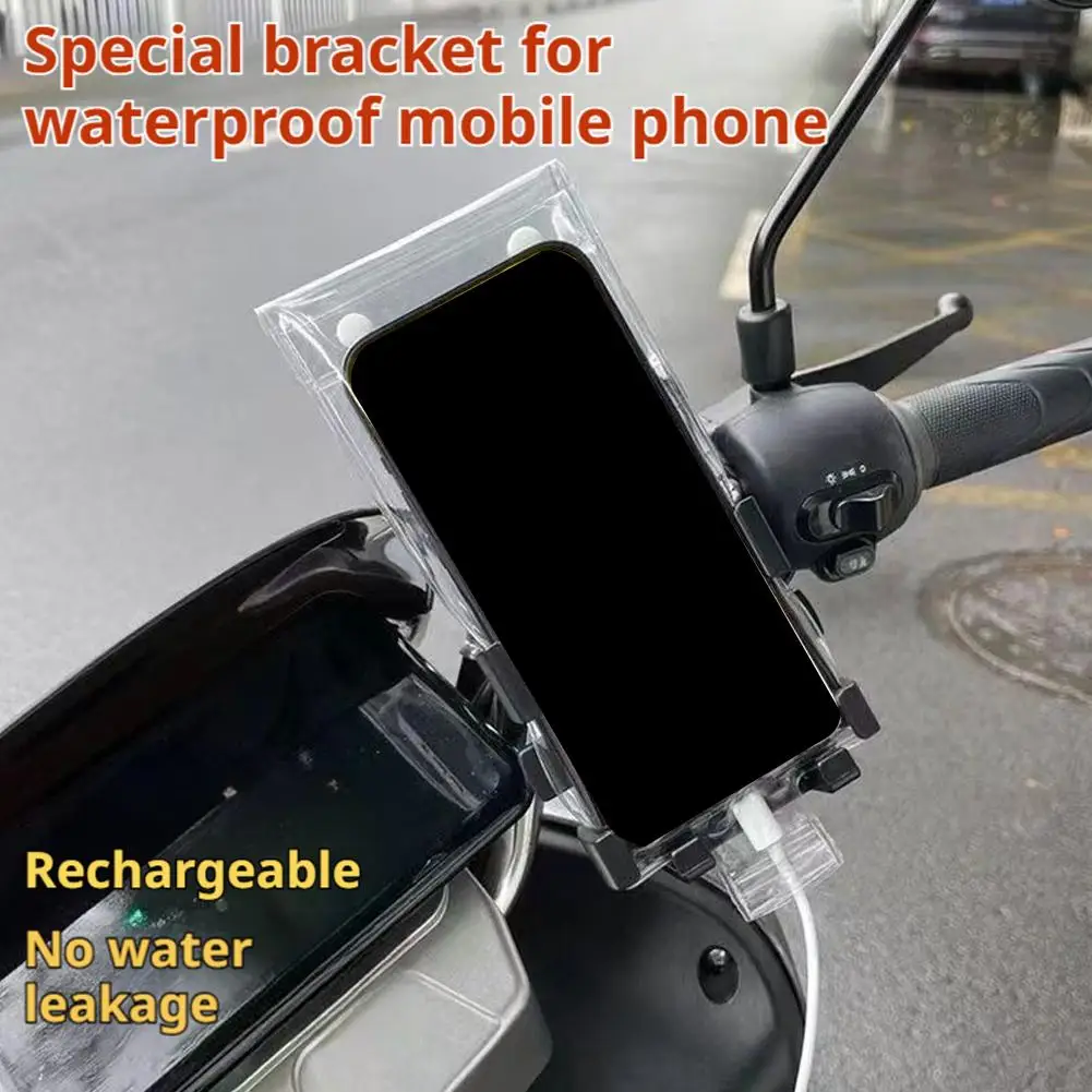 Motorcycle Bicycle Waterproof Phone Bag TPU Case Rechargeable HD Camera Accessible For Outdoor Riding Accessory