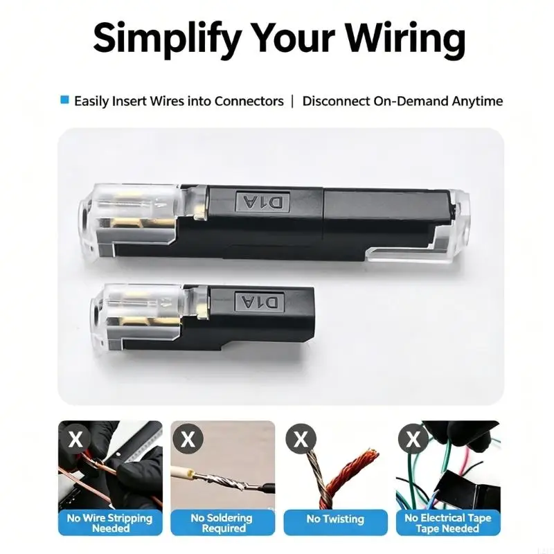 2025 New Pluggable LED Wire Connector Single Wire Plug in Connector with Locking Buckle 1 Ways Wire Connector Easy to Use