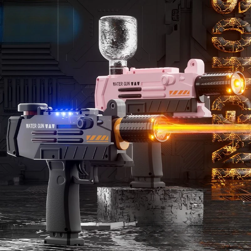 Pistola de agua eléctrica UZI con luz intermitente, pistola de agua para piscina al aire libre de verano, lucha contra el agua de disparo continuo para adultos y niños
