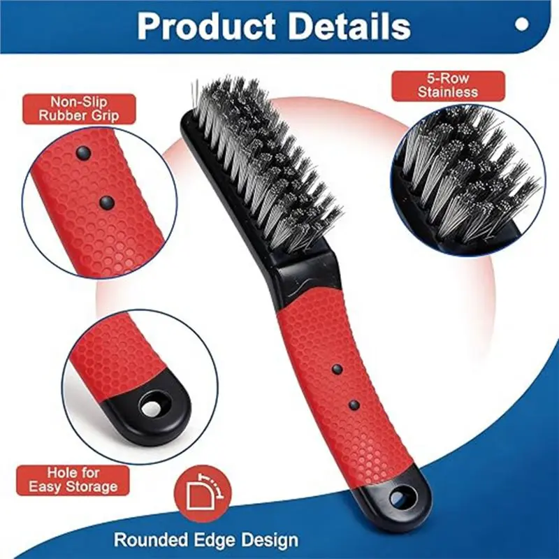 USER FRIENDLY-2-Pack Heavy Duty Large Wire Brush, DIY With Non-Slip Handle