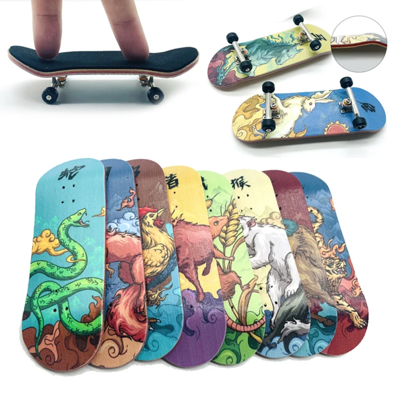 32mm Jungen Tierkreis Finger Skateboard Griffbrett Neuheit Spielzeug Hobbys Anti Stress sensorische Spielzeuge Kinder geschenke h10