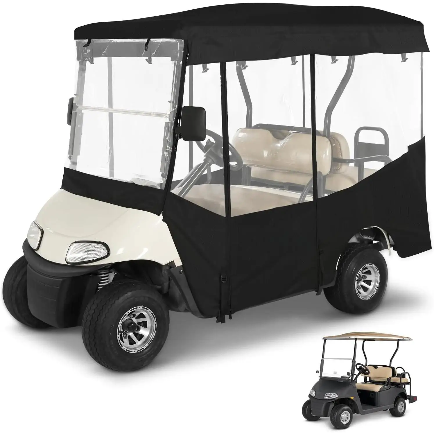 

Корпус для тележки H-Golf, 4 пассажира для EZGO RXV 2 + 2, водонепроницаемый ветрозащитный дождевик для вождения, подходит для 4-местной длинной крыши с