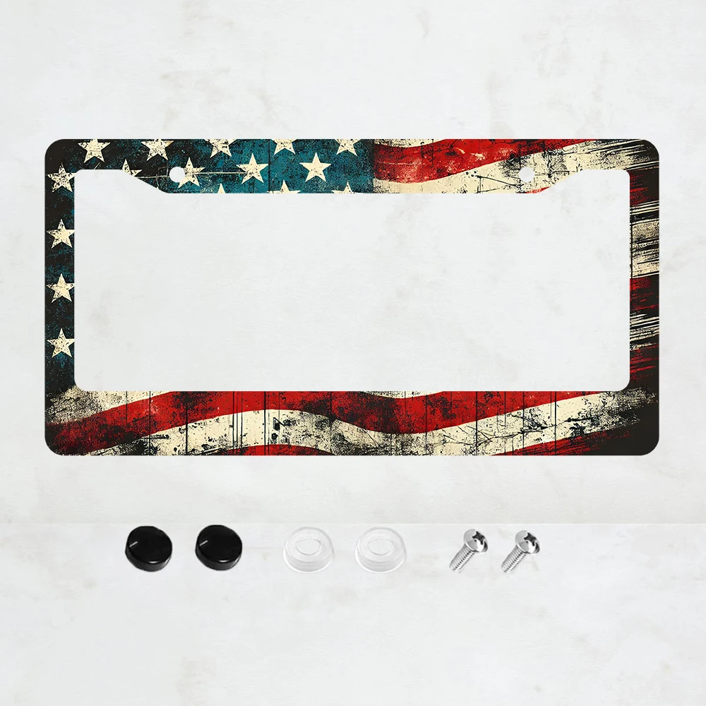 

1 шт. Алюминиевая рамка для номерного знака с американским флагом, патриотическая, стандартный размер США 6 x 12 дюймов