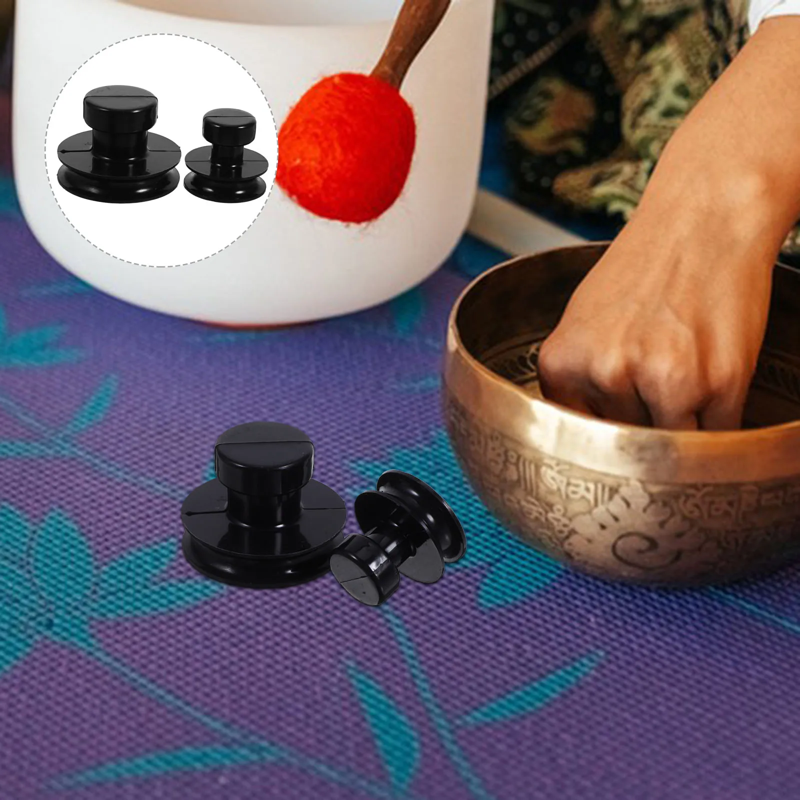 2pcs Singing Bowl Suction Cups Firm Stable Handle for Compatible with Multiple Bowl Sizes Accessories