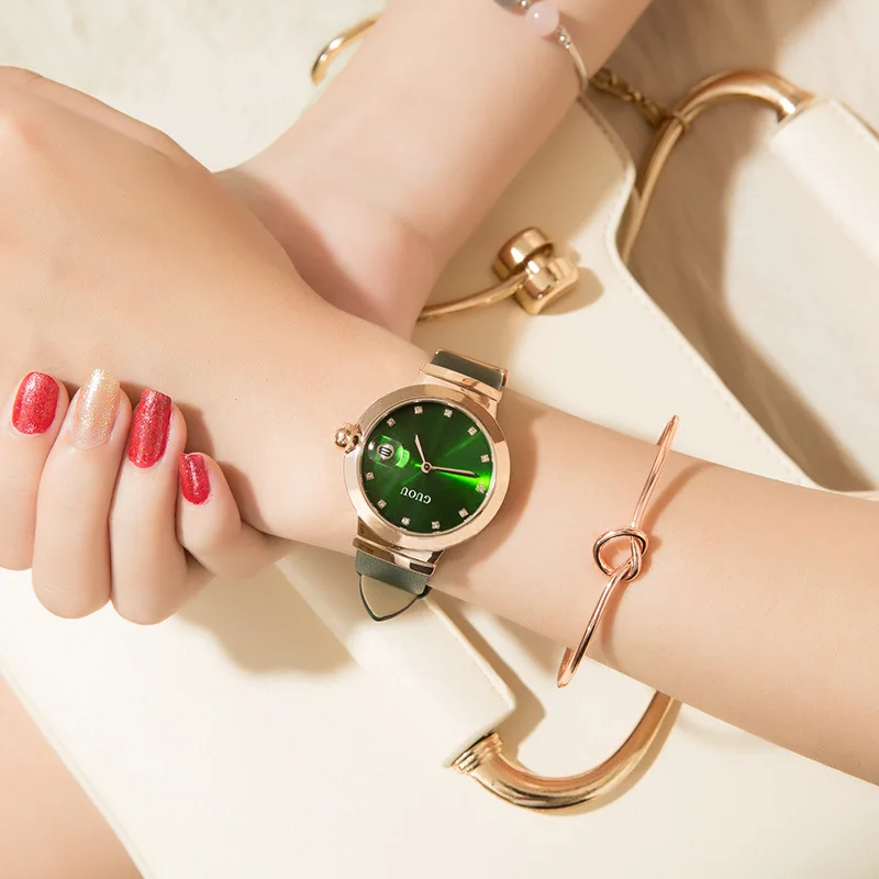 New Women'S Fashion Watch, Simple Leather Strap Watch With Calendar Function, A Refreshing Quartz Watch Suitable For Women.