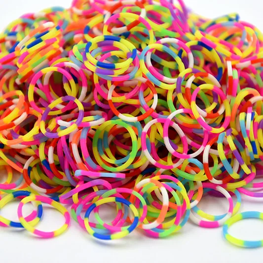 600pcs Diy Toys Two-color Rubber Bands Bracelet for Kids or Hair Rubber Loom Bands Refill Rubber Band MakeWoven Bracelet DIY