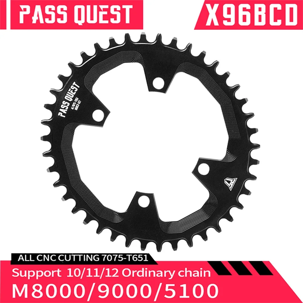 PASS QUEST 96BCD Oval Disc Bicycle Chainring Narrow Wide Chain wheel 30/32/34/36/38/40/42T for Deore XT M7000 M8000 M9000 Crank