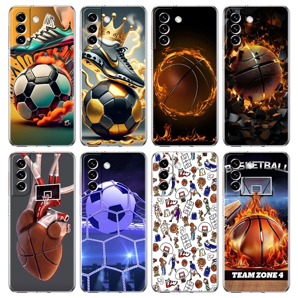 

Football Sport Phone Case for Samsung Galaxy S23 S20 FE S22 S21 Ultra M21 M22 M32 S10 S10E S9 S8 Plus 5G Transparent Shell Capas