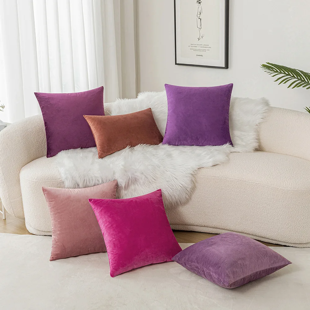 Velvet Pillowcase, Sofa Cushion Cover, Solid Color Home Fabric Art Living Room 30x50 40x40 45x45 50x50 60x60cm 34colors