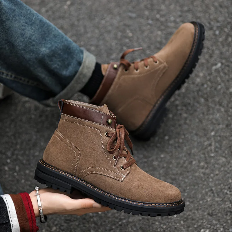 New Autumn Winter Tooling Ankle Men Leather Boots High Quality Man Cow Suede Outdoor Work Business Boots Desert Shoes