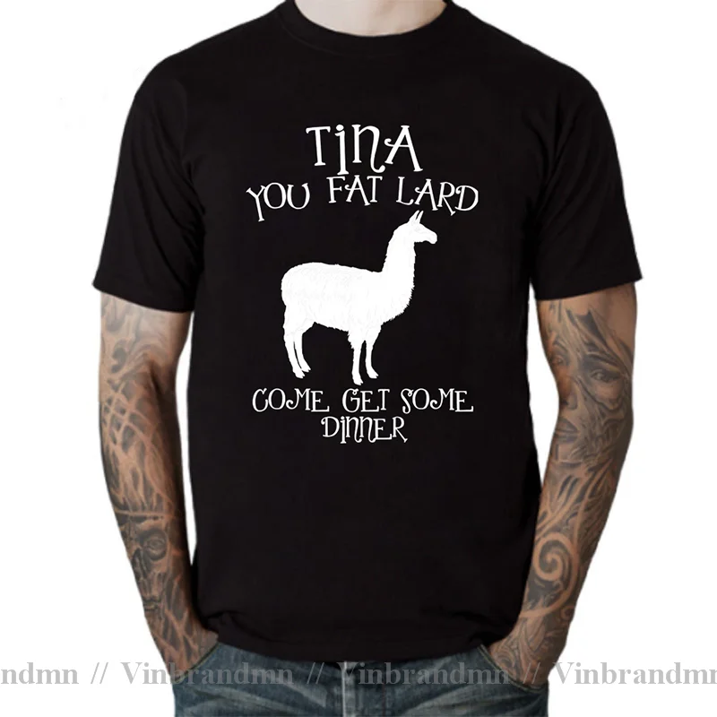 Comic Anime Song of The Llama T Shirt men Homme No Probllama T Shirts man Animal Printed Tina You Fat Lard Funny Graphic T-Shirt