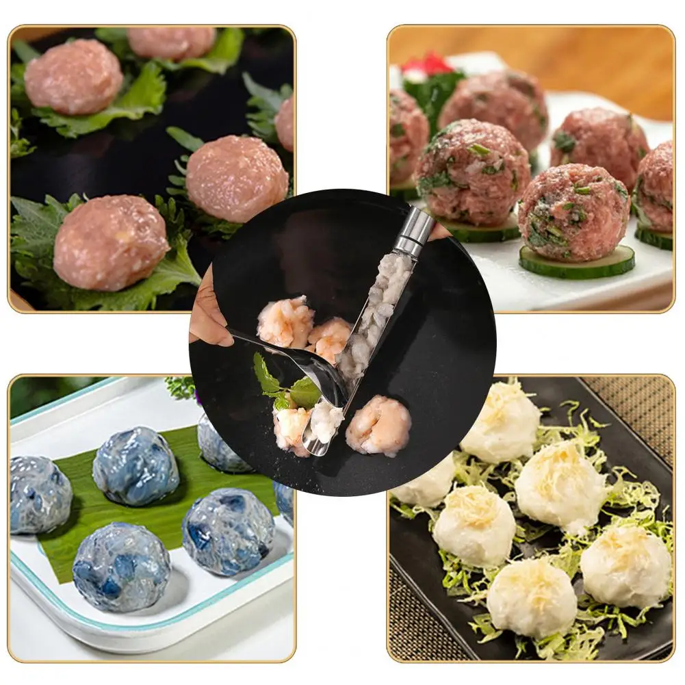 Durable Meatball Spoon Stainless Steel Meatball Mold Set with Spoon Kitchen Gadget for Cooking Fish Beef Meatball Maker