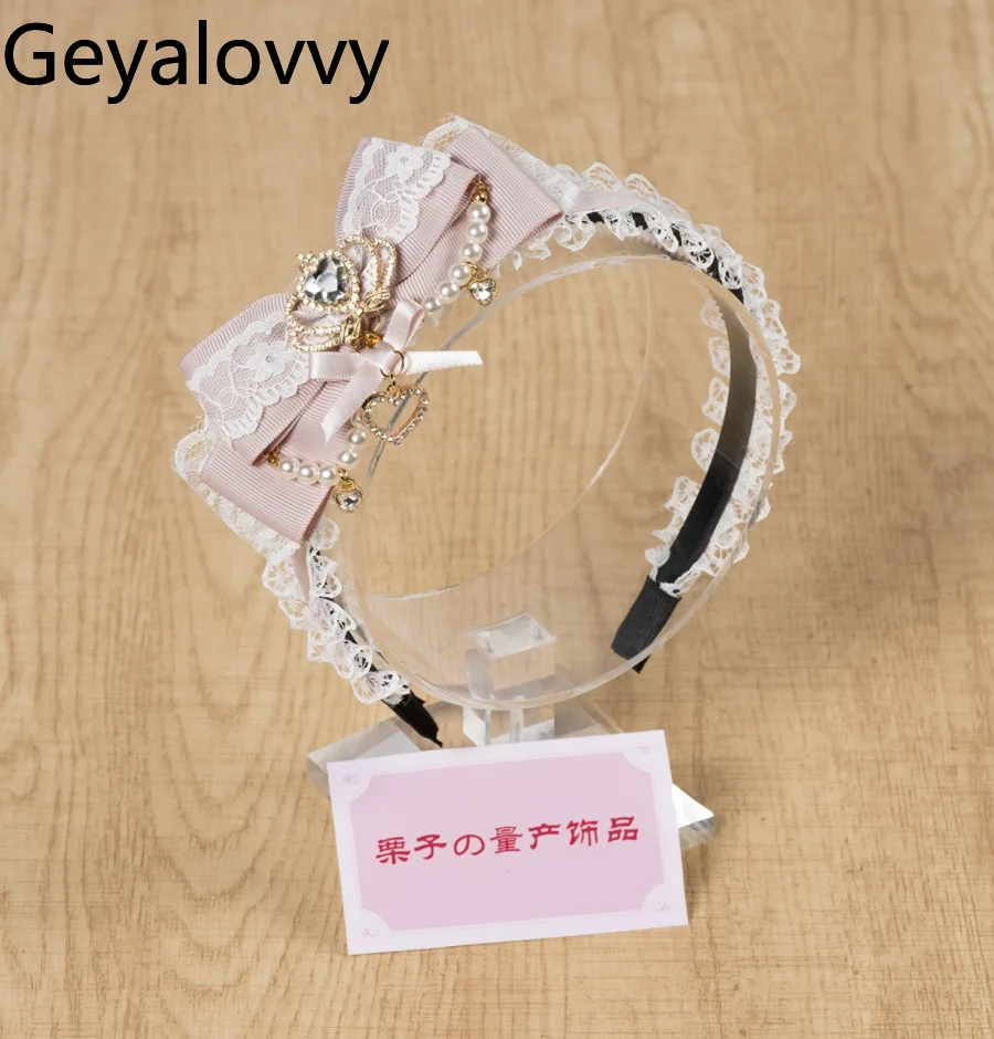 

Japanese Style Mass-Produced New Headwear Three-Dimensional Bow Hairband Pearl Headband Lolita Fluffy Girls Hair Accessory