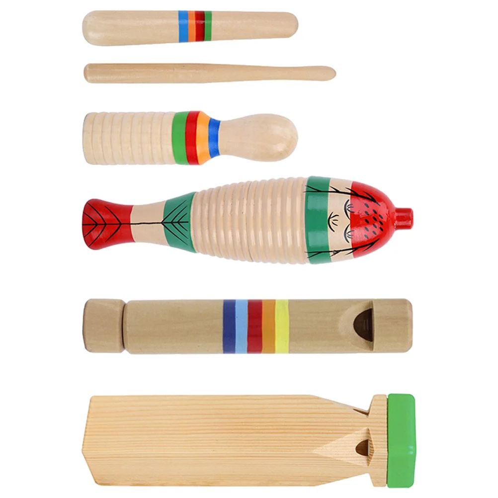 

1 set 1 Set Musical Instruments Wood Percussion Early Education Tambourine Fish Frog Scraper Rhythm Educational