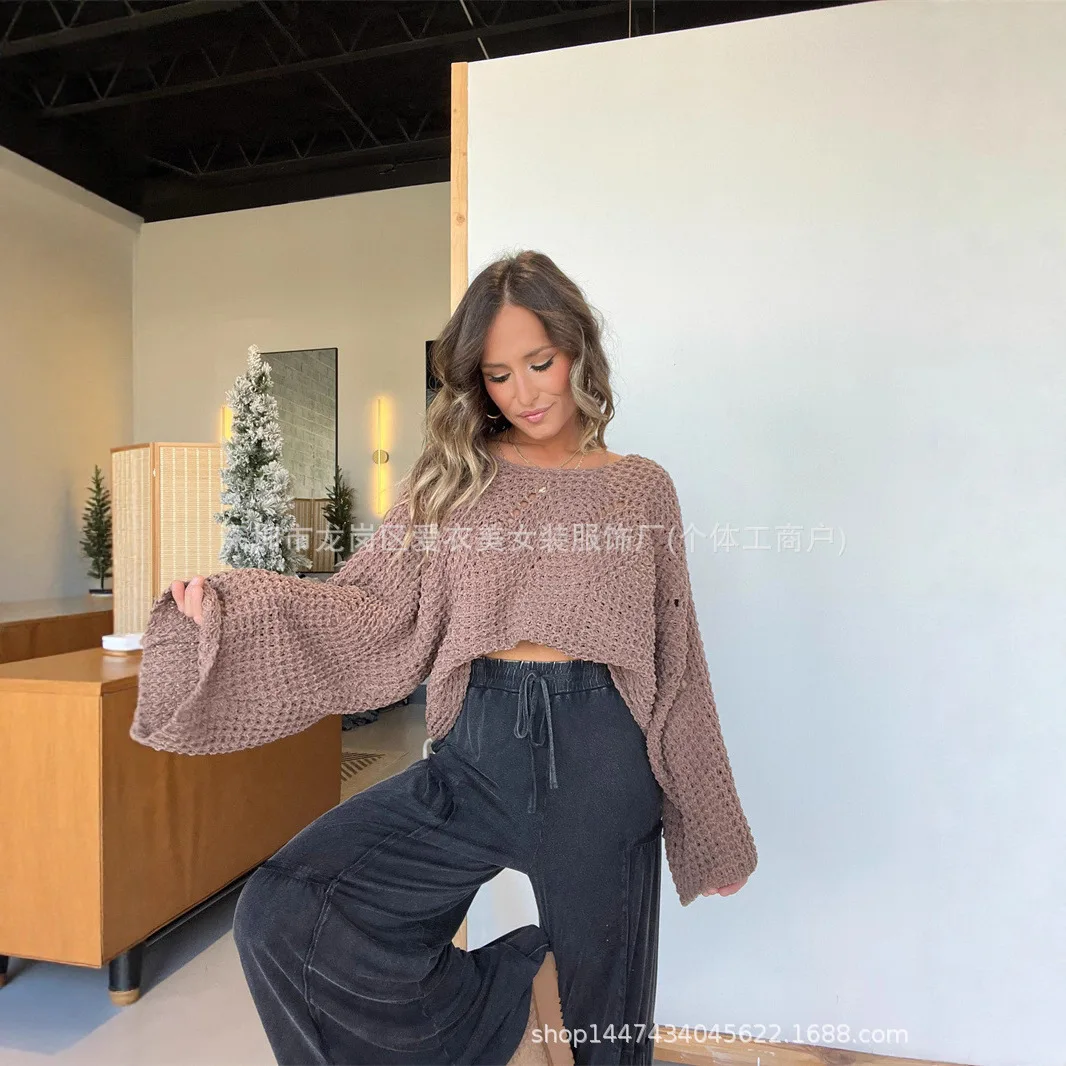 2025 Autumn Winter New Round Neck Pullover Bat Sleeve Women Top Three Colors Optional Versatile Slimming Trendy Fashion Style