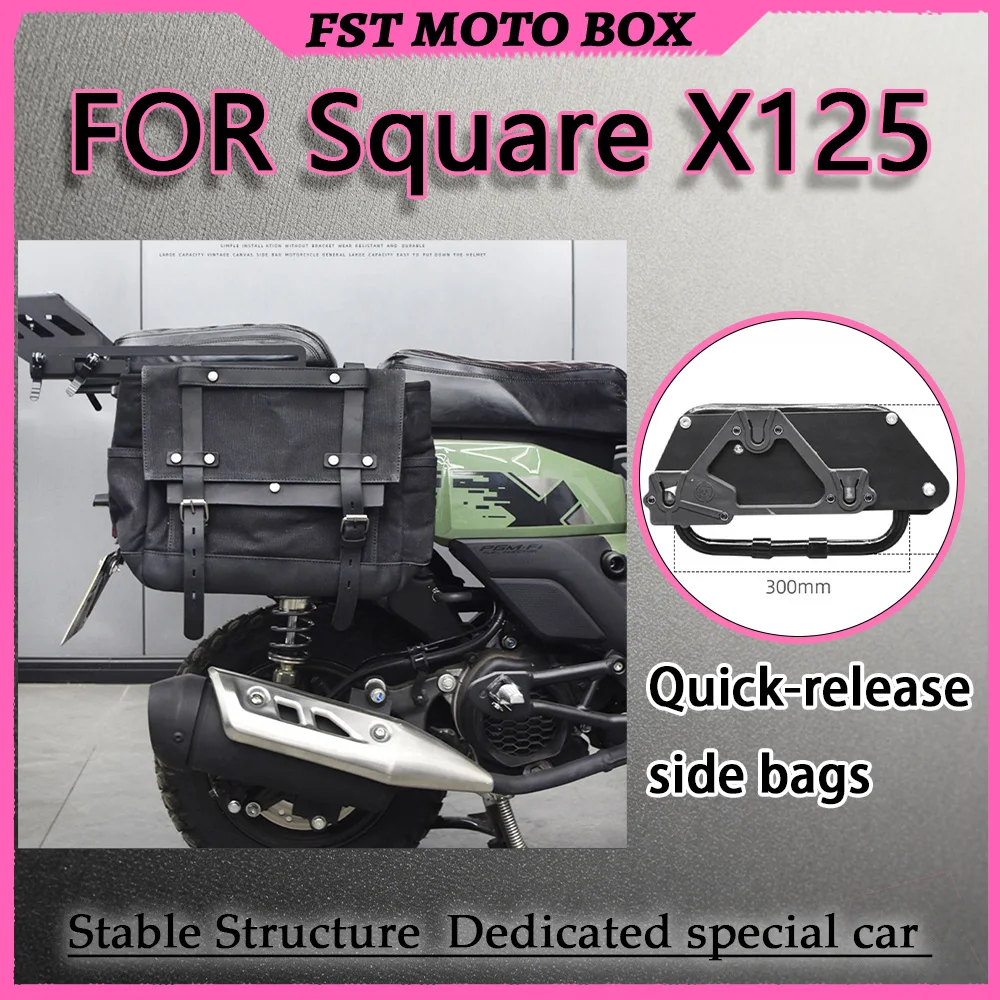 FOR Waterproof Canvas Side Hanging Bag with Quick Release Right Side Panel Bracket Custom Mod Accessory for Square X125 Scooter