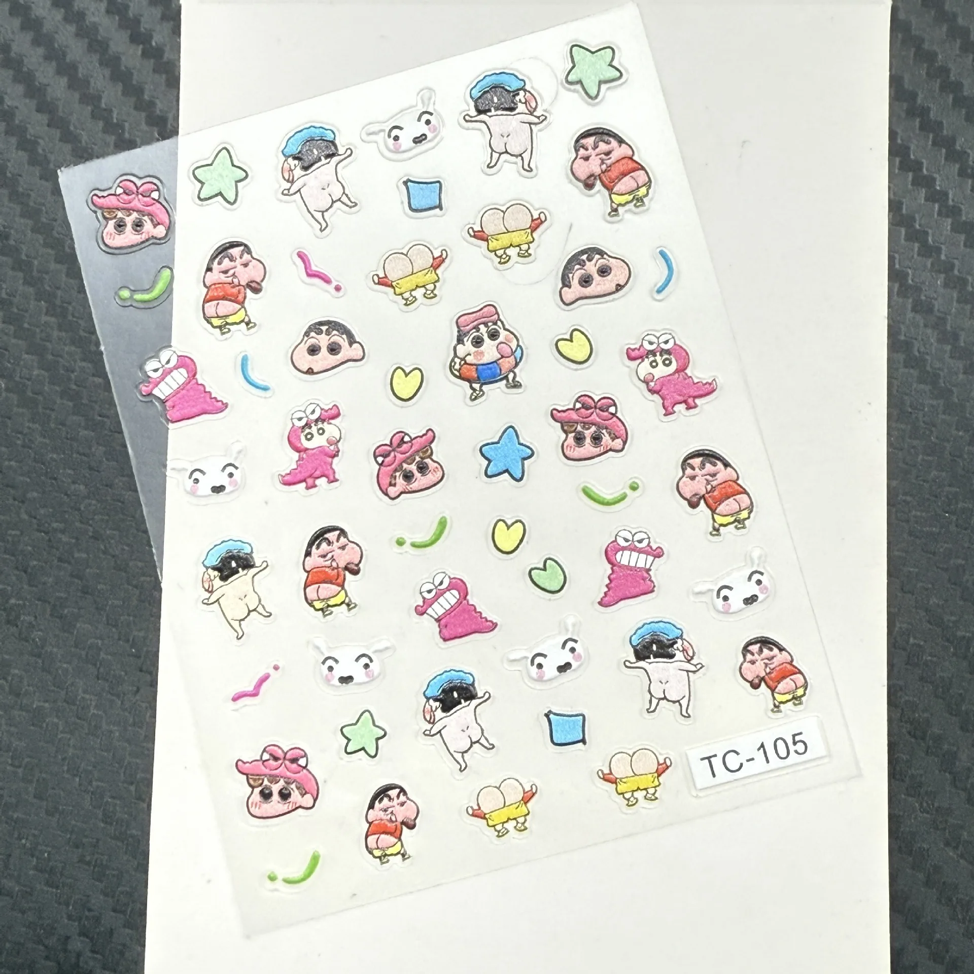 1PCS 5D Crayon Shin-chan Nail Stickers Japanese Element Nail Parts Long-lasting Bright Color Self-Adhesive Nail Art Accessorie