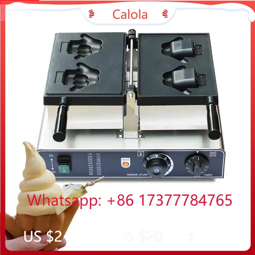 1800W 2 Hole Shaka Boom Taiyaki Maker Gesture Six Ice Cream Waffle Making Machine