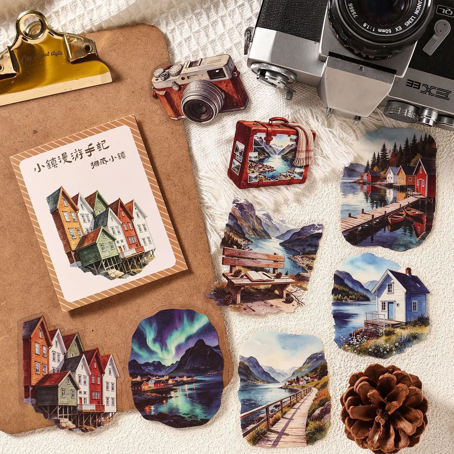 20sets/lot Kawaii Scrapbook Sticker Small Town Roaming Notes Scrapbooking Supplies Planner Decorative Stationery Sticker