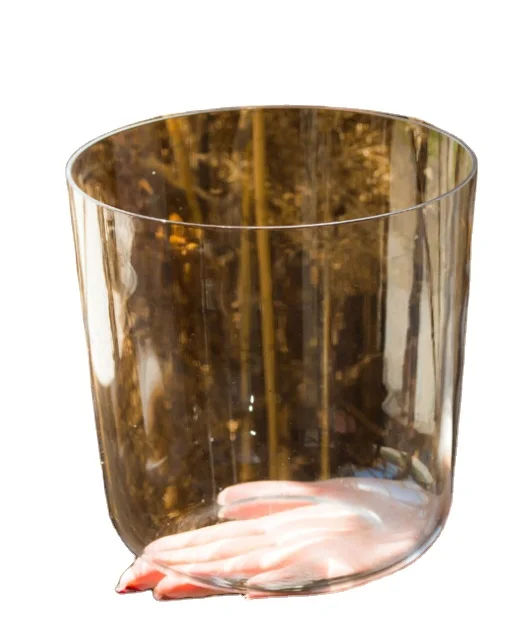 6-12 Inch Transparent Colorful Quartz Crucible Crystal Ode Bowl for Music Meditation Sound Therapy Yoga Includes Stick Ring