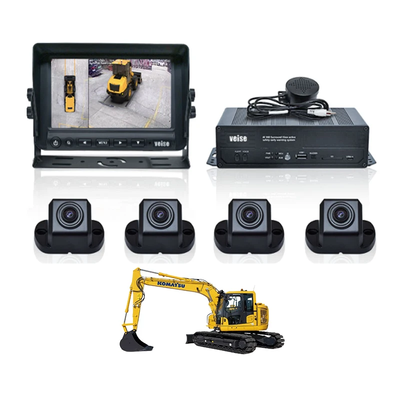 New 360 Panorama Backup Camera System for Bus Construction Truck Pedestrian Detection LDW+FCW+BSD 3D GPS Optional