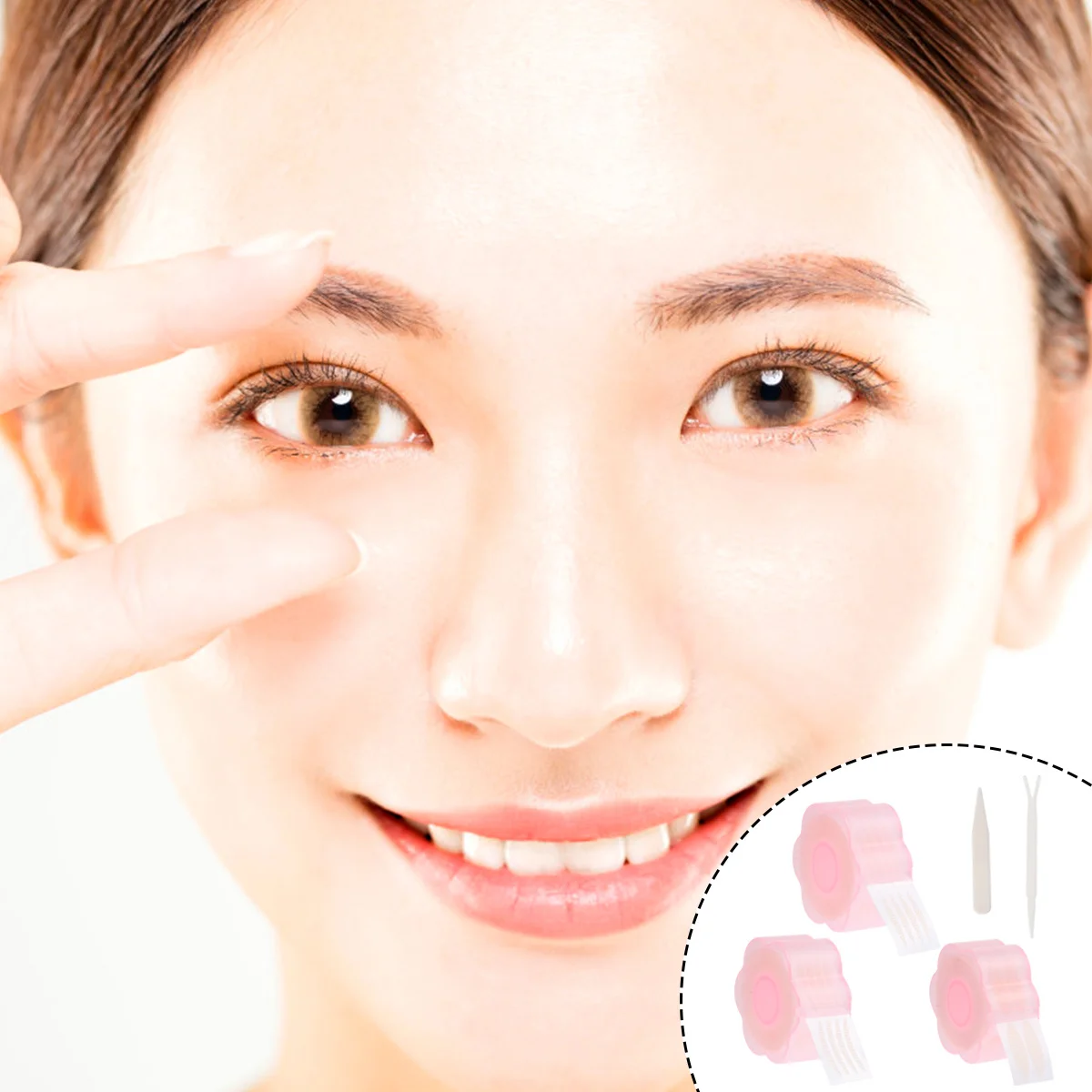 เทปติดตาสองชั้นแบบม้วน 3 ม้วน สติ๊กเกอร์ติดตาแบบใส ยกกระชับตาได้ทันที สำหรับผู้หญิง อุปกรณ์แต่งหน้าแบบลูกไม้