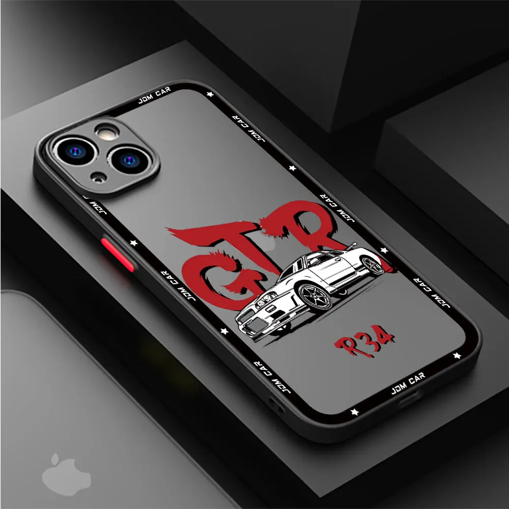 JDM Dream Car Sport Case for Apple iPhone 11 Pro XS Max XR 12 SE 15ProMax 13 Mini 14 Pro 7 8 Plus Silicone Luxury Matte Cover