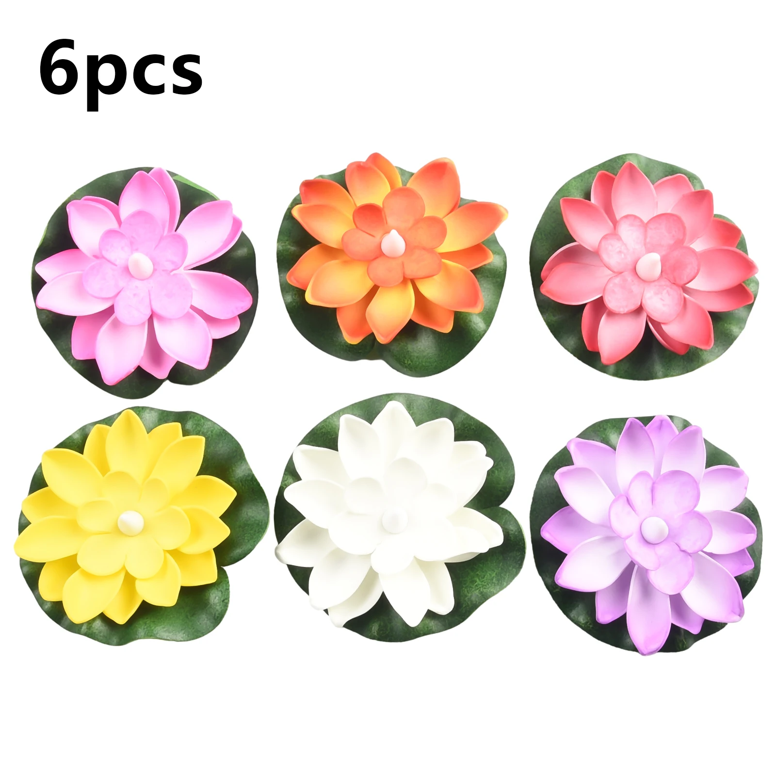 

6X LED Fake Water Lily Lotus-Leaf Flowers Floating Pool Light Artificial Plants Garden Pond Fish Tank Decoration Artificial