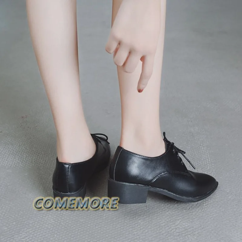 Ankle Strap Women Pumps Shoes Ladies Patent Leather Casual Fashion Pointed Toe Low Square Heel Shoes Elegant Office Party Shoes