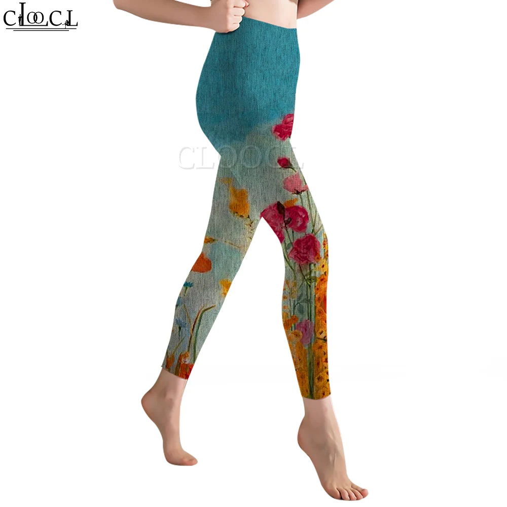 

CLOOCL New Women Legging Romantic Rose Pattern 3D Printed Trousers High Waist Stretch Sports Legging Jogging Fitness Yoga Pants