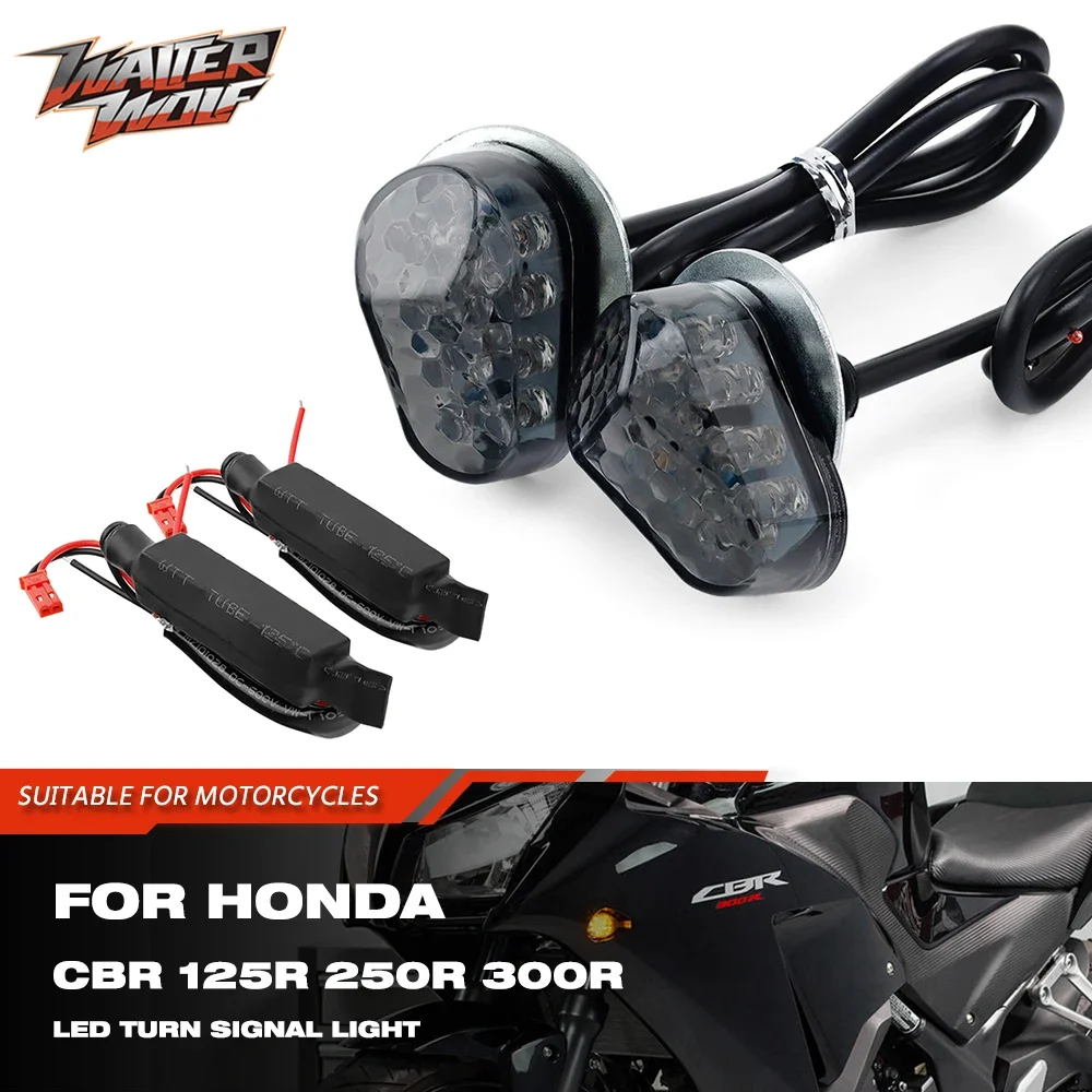 

Smoke Turn Signal Light W/ 6.4w Resistor Flashing Indicator Lamp For Honda CBR125R CBR250R CBR300R 2011-2022 Flush on Blinkers