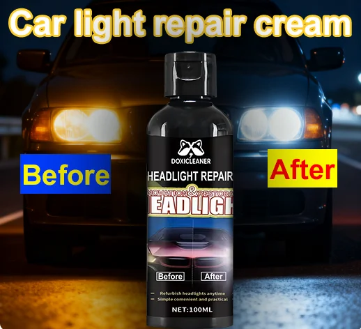 Professional car headlight repair paste - Easy-to-use car light maintenance kit, restore oxidized, yellowed, and blurry headligh
