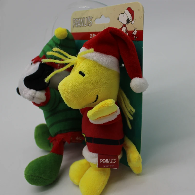 2piece 16CM Peanuts Snoopy and Woodstock Plush pets toys Christmas gift only for pets