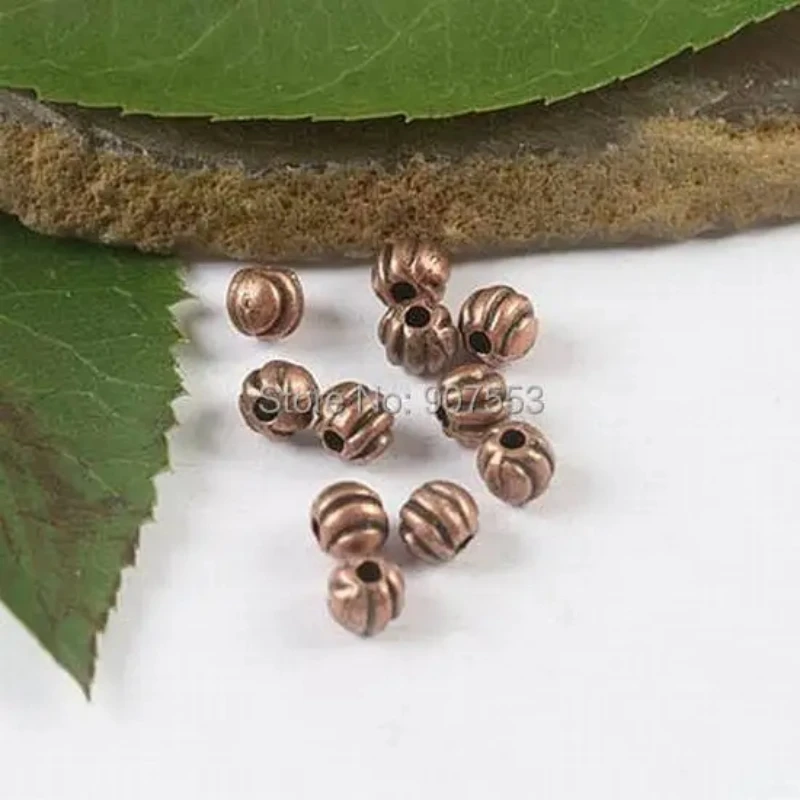 100pcs 4mm Copper-tone Pumpkin Round Spacer Beads H1815 Beads for Jewelry Making