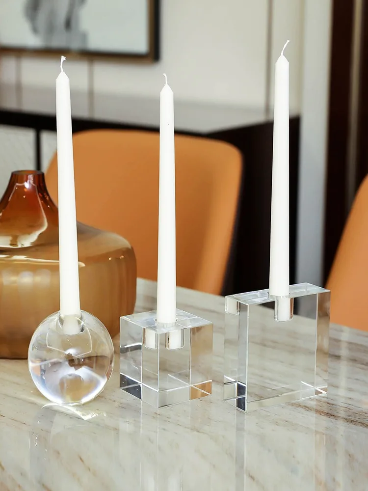 

1Pcs K9 Crystal Glass Candle Holder Romantic Candlelight Dinner Prop Western Restaurant Bar Wedding Candlestick Home Decoration