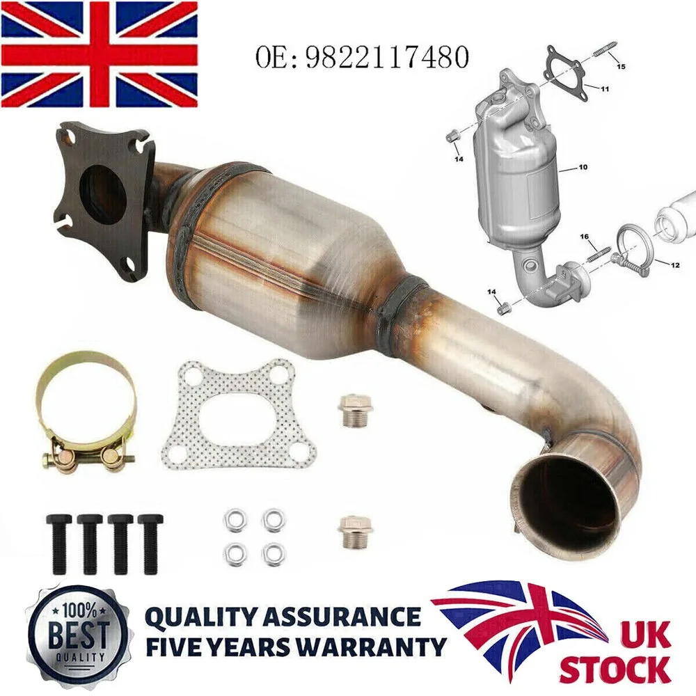 Catalytic Converter For Peugeot 108 208 1.2 VTi 12V With Fitting Kit 9822117480