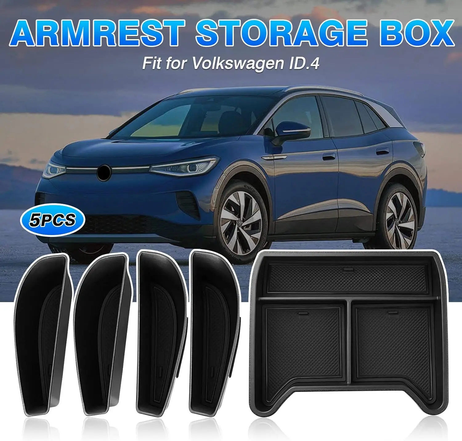 Center Console Organizer For Volkswagen Id4 2021-2025 Bottom Insert  Door  Storage Box Handle Pocket Car Interior Accessries