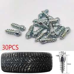 30pcs Car Tire Studs Anti-Slip Screws Nails Auto Wheel Tyre Snow Spikes Set Anti-Ice for Truck Motorcycle Alloy Tire Studs 12mm