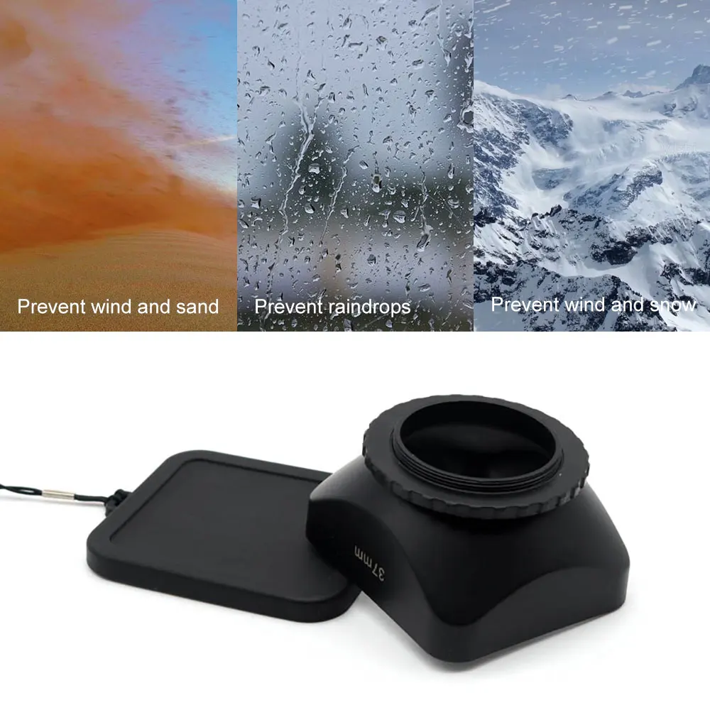 Square Shape Lens Hood Cover Screw Mount 37mm For Mirrorless Lens & DV Camcorders & Video Camera Universal