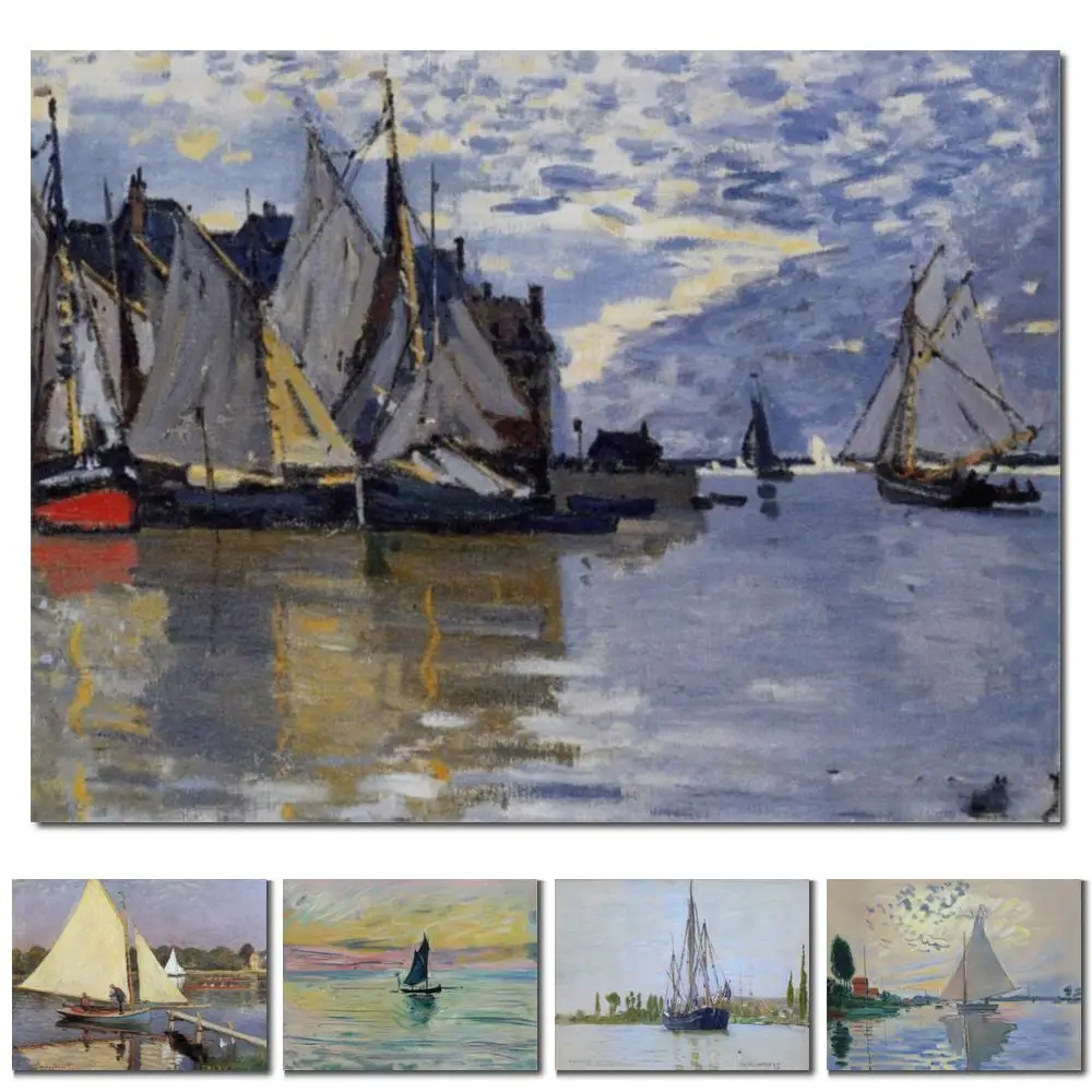 

Масло ручной работы на холсте Клод Моне Парусник Petit Gennevilliers Репродукция изображений Морской пейзаж для декора стен кабинета